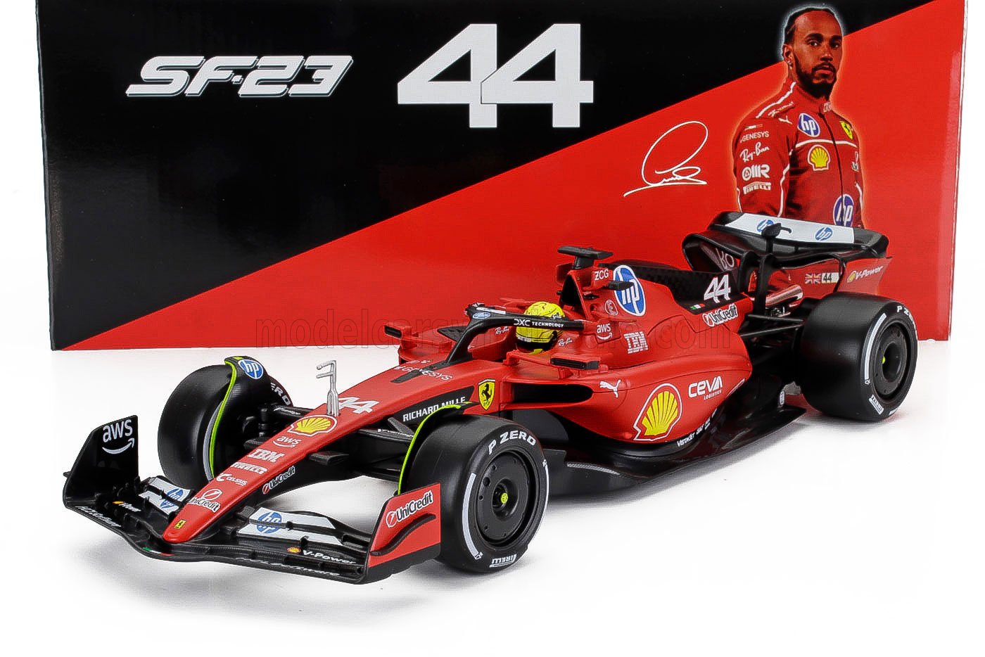 Bburago Ferrari F1 SF-23 Team Scuderia Ferrari HP #44 Test Fiorano 2025 (Hamilton) Red 1:18
