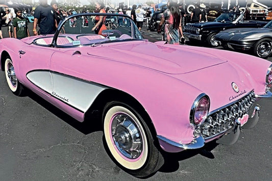 Norev 1956 Chevy Corvette C1 Cabriolet (Convertible) Pink & White 1:18