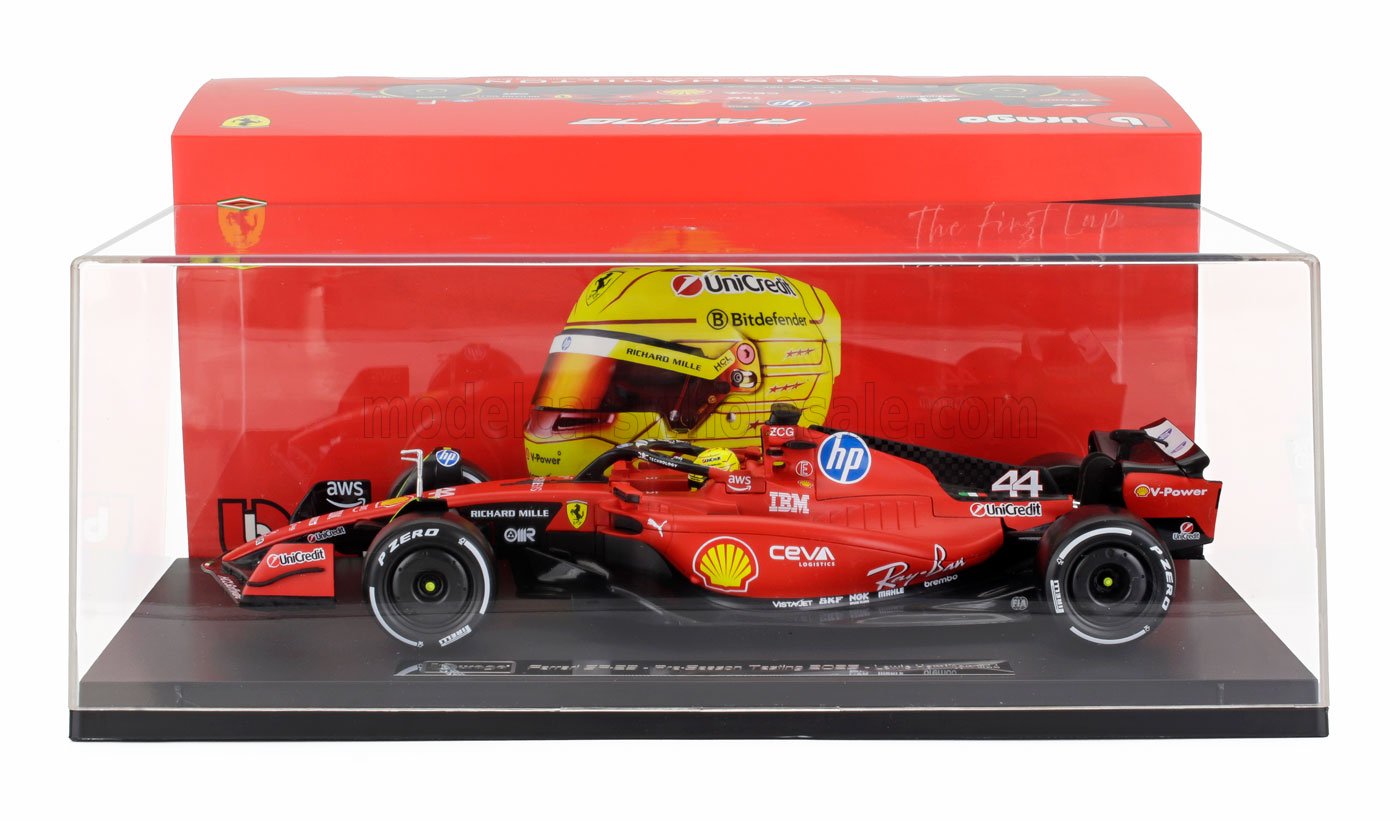 Bburago Ferrari F1 SF-23 Team Scuderia Ferrari HP #44 Test Fiorano 2025 (Hamilton) 1:18 WITH DISPLAY