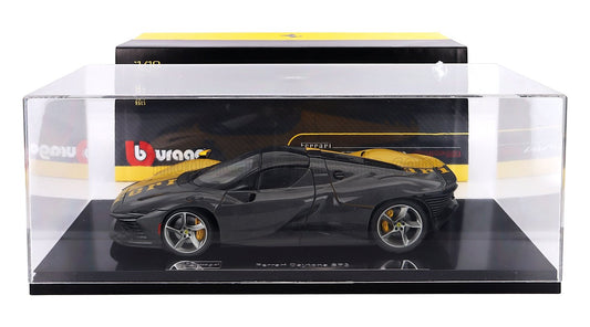 Bburago 2022 Ferrari Daytona SP3 Special Livery Giallo Modena w/ Carbon Fiber 1:18 WITH DISPLAY