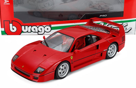 Bburago 1987 Ferrari F40 Red (Rossa Corsa) w/ Silver Wheels 1:18