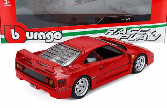 Bburago 1987 Ferrari F40 Red (Rossa Corsa) w/ Silver Wheels 1:18