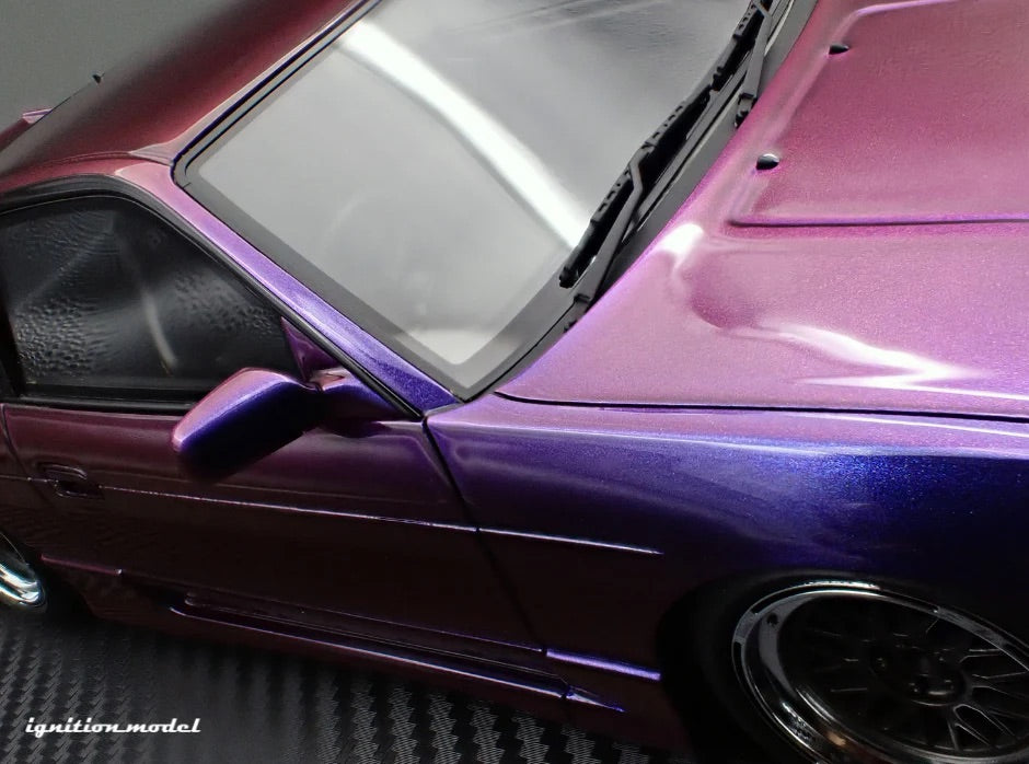Ignition-Model Nissan 180SX Type X RPS13 Midnight Purple w/ Black Mesh Wheels 1:18