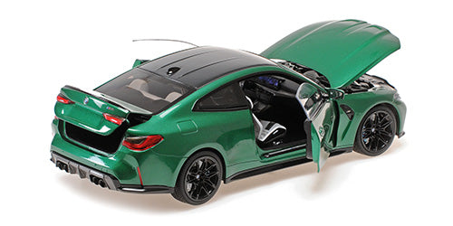 Minichamps 2024 BMW M4 Coupe (G82) w/ Carbon Roof Isle of Man Green Metallic 1:18