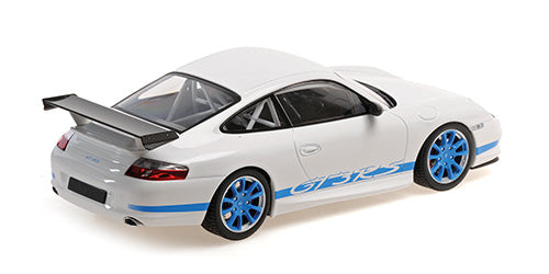 Minichamps 2002 Porsche 911 996 GT3 RS White w/ Blue Deco 1:18