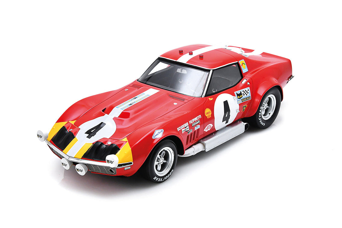 Spark Model Chevrolet Corvette C3 #4 1968 Le Mans 24hrs Red 1:18 WITH DISPLAY