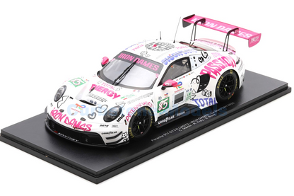 Spark-Model Porsche 911 992 GT3 R #85 Team Iron Dames 24hr Le Mans White Pink 1:18 WITH DISPLAY