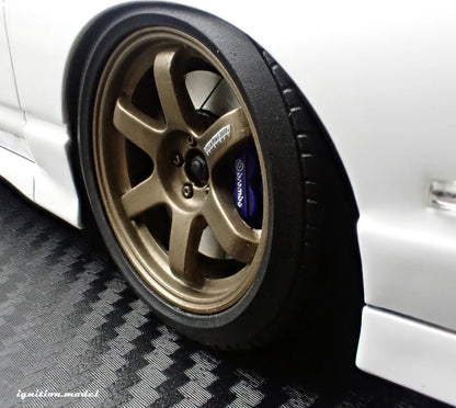 Ignition-Model Nissan 180SX Type X RPS13 White w/ Bronze TE37 1:18