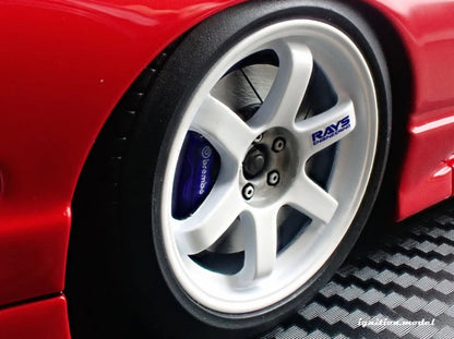 Ignition-Model Nissan 180SX Type X RPS13 Red w/ White TE37 1:18