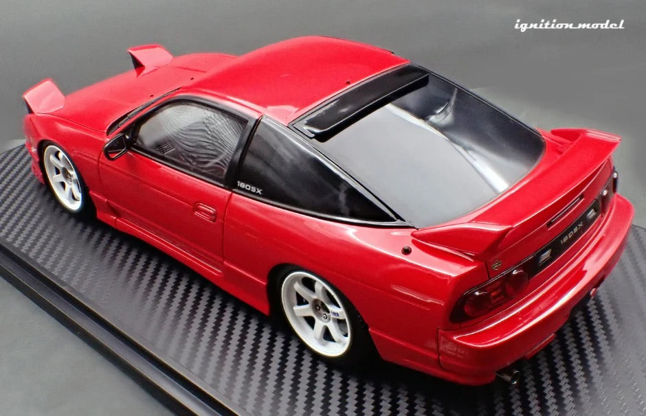 Ignition-Model Nissan 180SX Type X RPS13 Red w/ White TE37 1:18