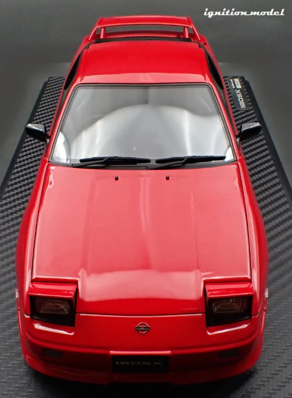 Ignition-Model Nissan 180SX Type X RPS13 Red w/ White TE37 1:18