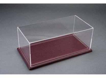 Atlantic Case Maranello Premium Acrylic Display Case w/ Burgundy Leather Base w/ White Stitching 1:18