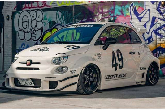 Solido 2025 Fiat 500 Abarth Liberty Walk #49 White 1:18