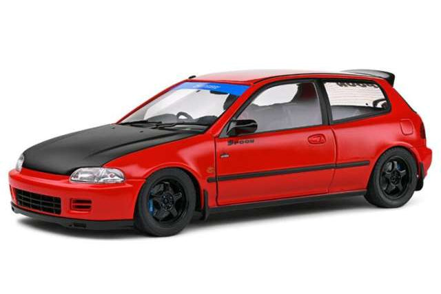 Solido 1991 Honda Civic EG6 Spoon Version Red w/ Black Hood 1:18