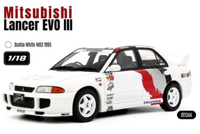 Otto 1995 Mitsubishi Lancer EVO III Scotia White W83 1:18
