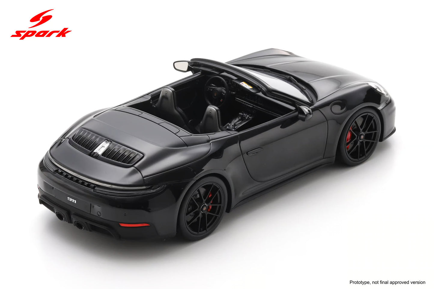 Spark-Model 2025 Porsche 911 (992.2) Carrera 4 GTS Cabriolet Jet Black Metallic WITH DISPLAY 1:18
