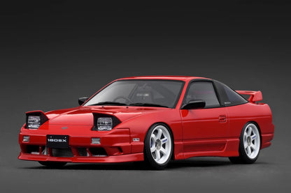 Ignition-Model Nissan 180SX Type X RPS13 Red w/ White TE37 1:18