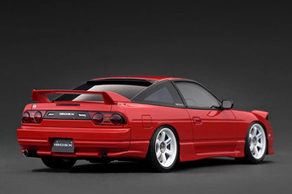Ignition-Model Nissan 180SX Type X RPS13 Red w/ White TE37 1:18