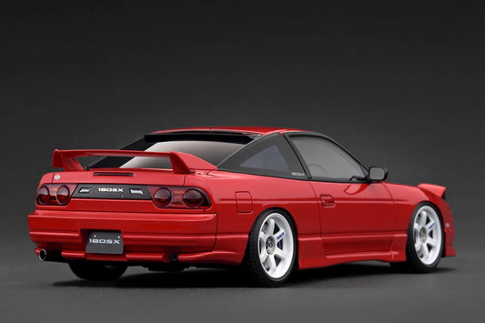 Ignition-Model Nissan 180SX Type X RPS13 Red w/ White TE37 1:18