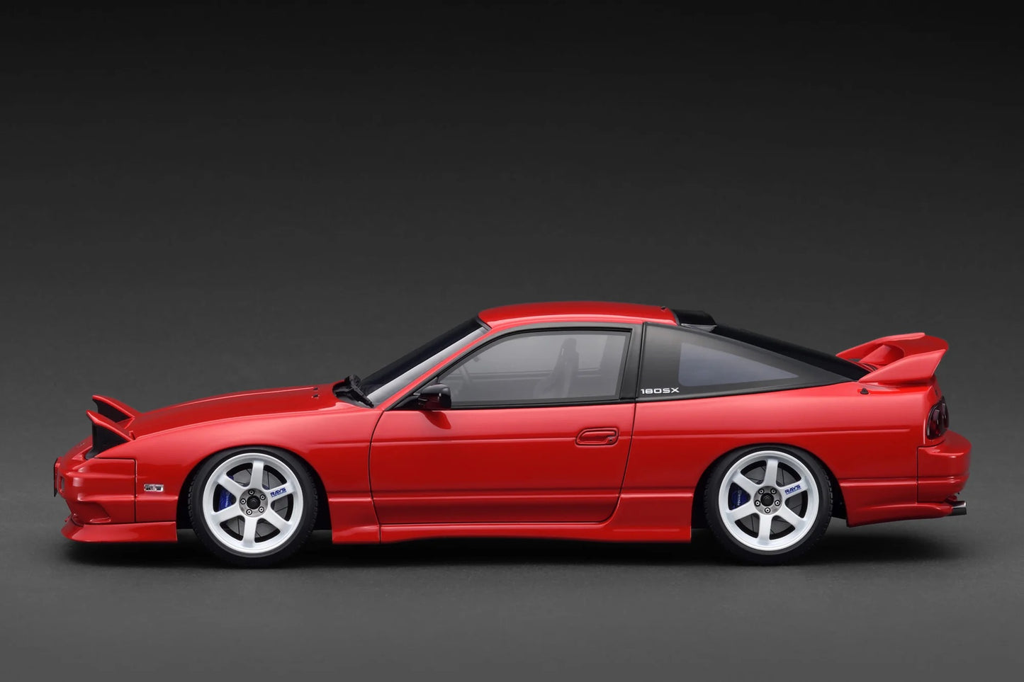 Ignition-Model Nissan 180SX Type X RPS13 Red w/ White TE37 1:18