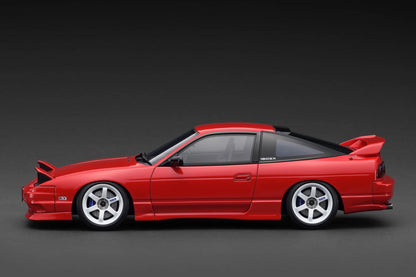 Ignition-Model Nissan 180SX Type X RPS13 Red w/ White TE37 1:18