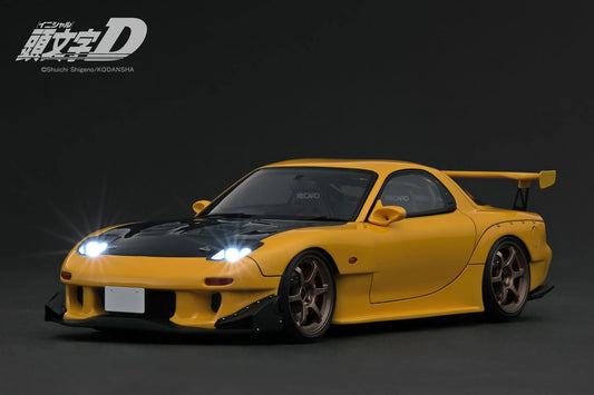 Ignition-Model Initial D Mazda RX-7 (FD3S) w/ LED Lights Yellow 1:18