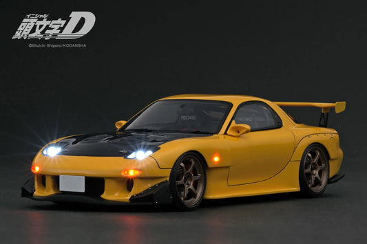 Ignition-Model Initial D Mazda RX-7 (FD3S) w/ LED Lights Yellow 1:18