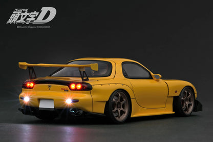 Ignition-Model Initial D Mazda RX-7 (FD3S) w/ LED Lights Yellow 1:18
