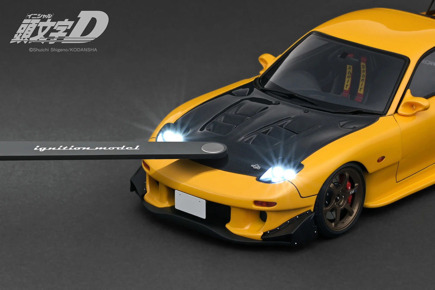 Ignition-Model Initial D Mazda RX-7 (FD3S) w/ LED Lights Yellow 1:18