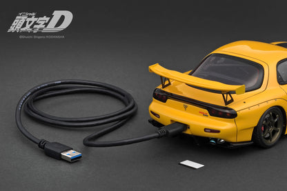 Ignition-Model Initial D Mazda RX-7 (FD3S) w/ LED Lights Yellow 1:18