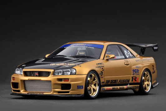 Ignition-Model Nissan Skyline GT-R R34 (BNR34) Top Secret Thailand 34GT-R Gold 1:18