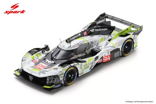 Spark Model Peugeot 9X8 Total Energies #94 2025 Le Mans 24hrs Grey 1:18