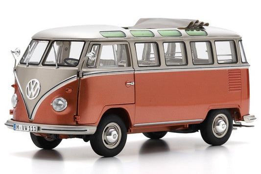 Schuco 1962 Volkswagen T1 Bulli Samba Bus Copper and Silver 1:18