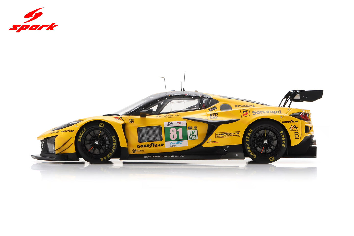 Spark Model Chevrolet Corvette C8 Z06 GT3.R #81 TF Sport 2025 IMSA Le Mans 24hrs 1:18 WITH DISPLAY