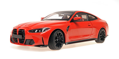 Minichamps 2024 BMW M4 Coupe (G82) w/ Black Carbon Roof Toronto Red Metallic 1:18