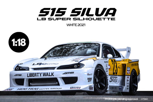 GT Spirit 2021 Nissan Silvia S15 LB Super Silhouette #23 LBWK White 1:18