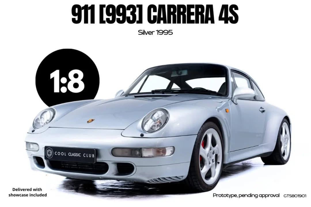 GT Spirit 1995 Porsche 911 993 Carrera 4S Polar Silver 1:8