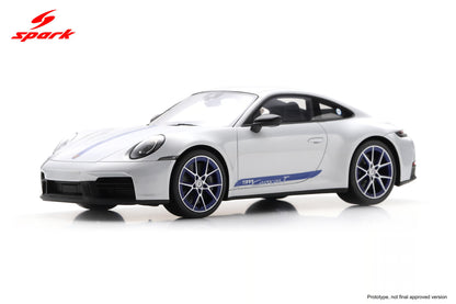 Spark-Model 2025 Porsche 911 (992.2) Carrera T Ice Grey Metallic WITH DISPLAY 1:18