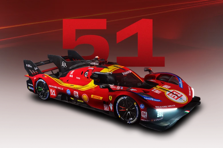 Bburago Ferrari 499P 3.0L Turbo V6 #51 Team Ferrari AF Corse 2025 24hr Le Mans - Red 1:18