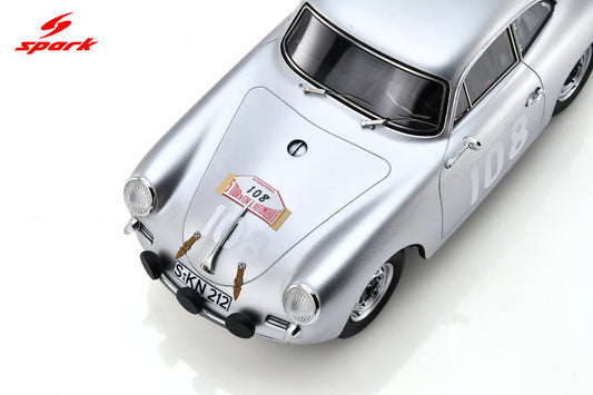 Spark-Model Porsche 356 BT5 1600 GS Carrera GT #108 WINNER Tour De Corse 1960 1:18 WITH DISPLAY