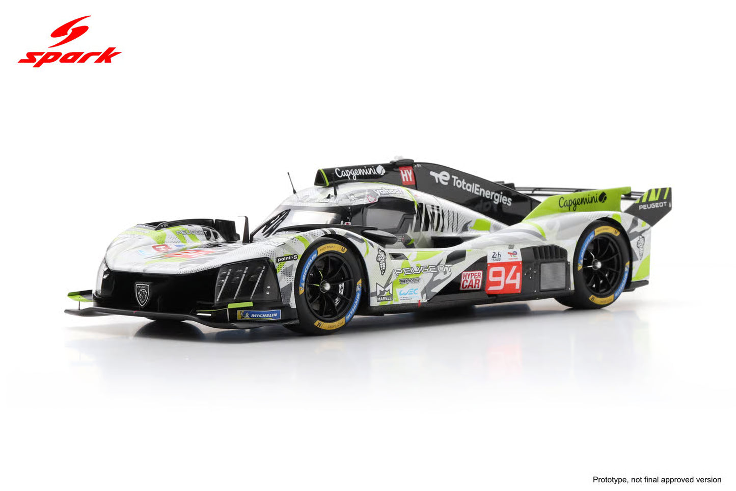 Spark Model Peugeot 9X8 Total Energies #94 2025 Le Mans 24hrs Grey 1:18
