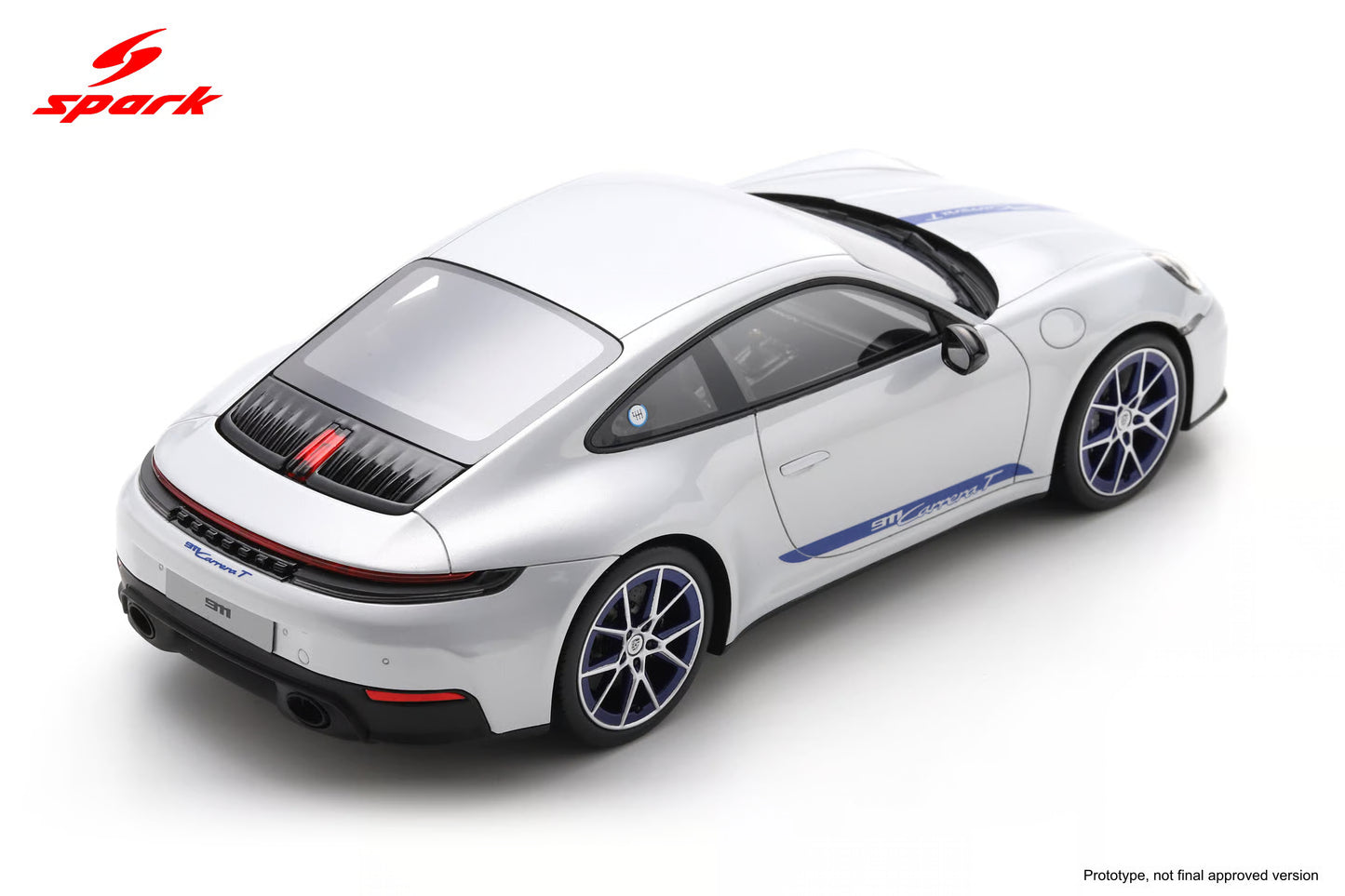 Spark-Model 2025 Porsche 911 (992.2) Carrera T Ice Grey Metallic WITH DISPLAY 1:18