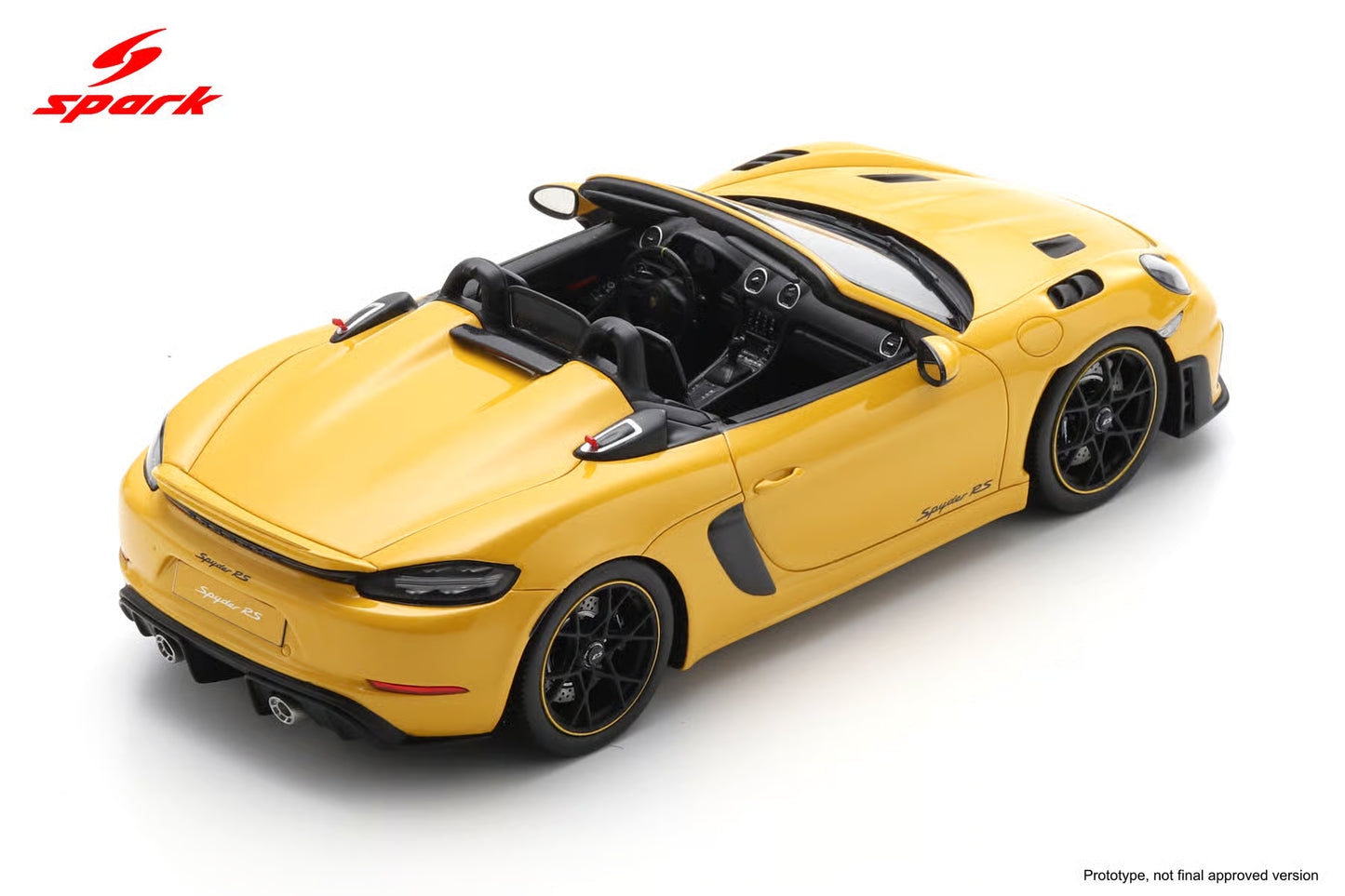 Spark-Model 2023 Porsche 718 Cayman Spyder RS Speed Yellow 1:18 WITH DISPLAY