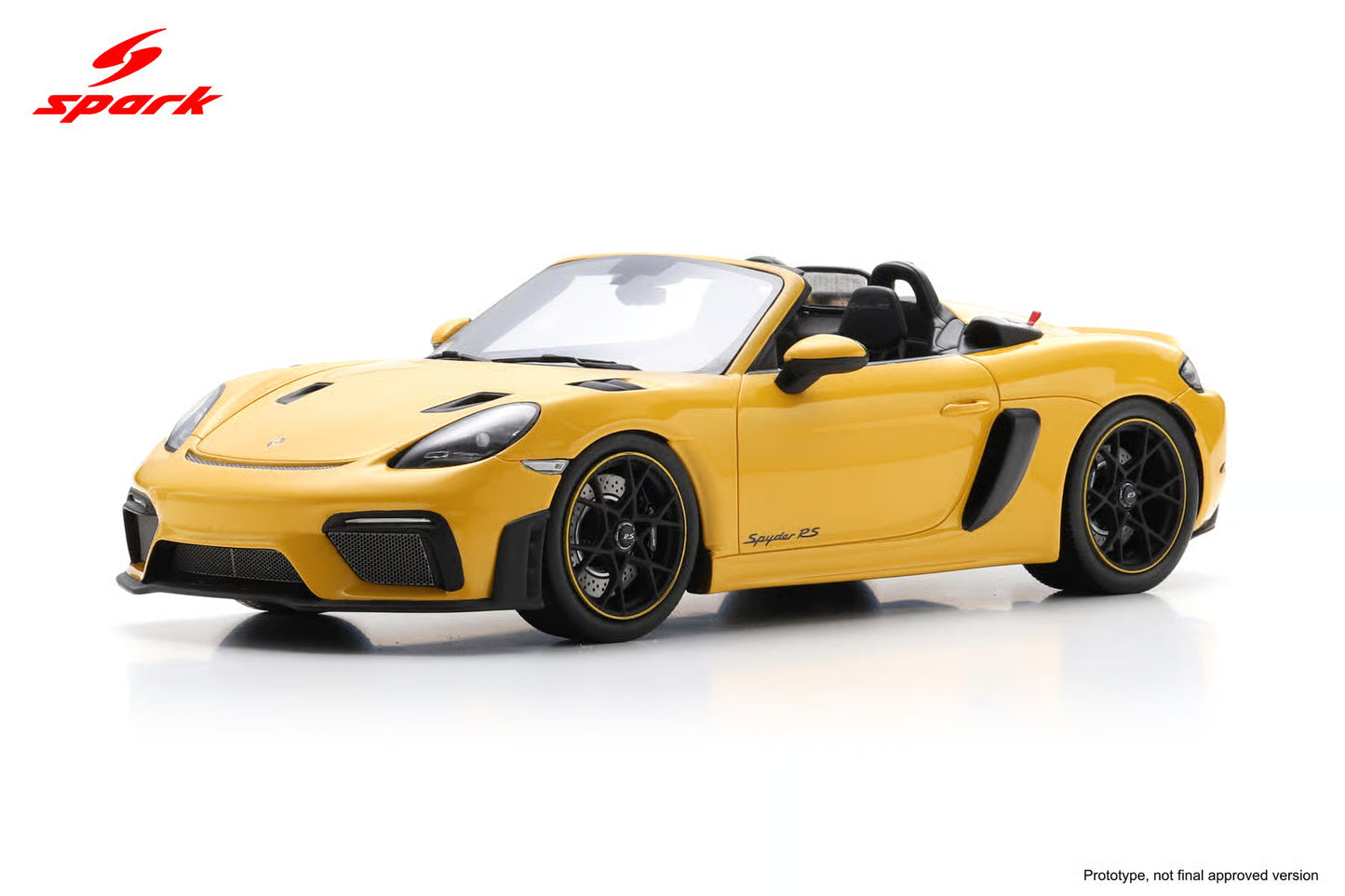 Spark-Model 2023 Porsche 718 Cayman Spyder RS Speed Yellow 1:18 WITH DISPLAY