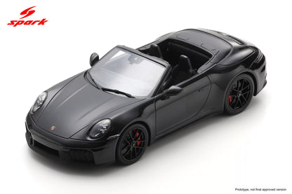 Spark-Model 2025 Porsche 911 (992.2) Carrera 4 GTS Cabriolet Jet Black Metallic WITH DISPLAY 1:18