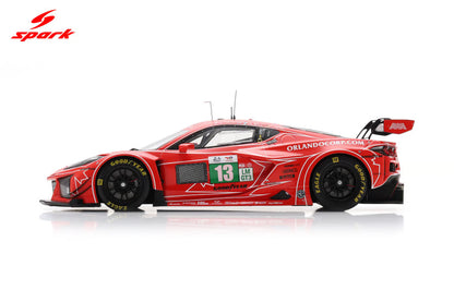 Spark Model Chevrolet Corvette C8 Z06 GT3.R #13 AWA Racing 2025 IMSA Le Mans 24hrs Red 1:18 WITH DISPLAY