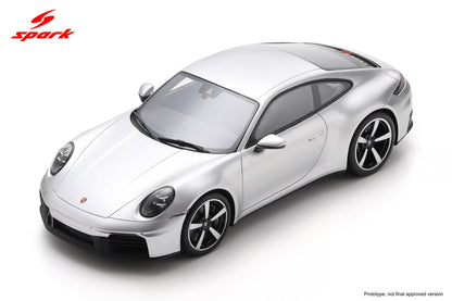 Spark-Model 2025 Porsche 911 (992.2) Carrera S GT Silver 1:18 WITH DISPLAY