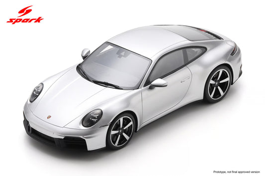 Spark-Model 2025 Porsche 911 (992.2) Carrera S GT Silver 1:18 WITH DISPLAY