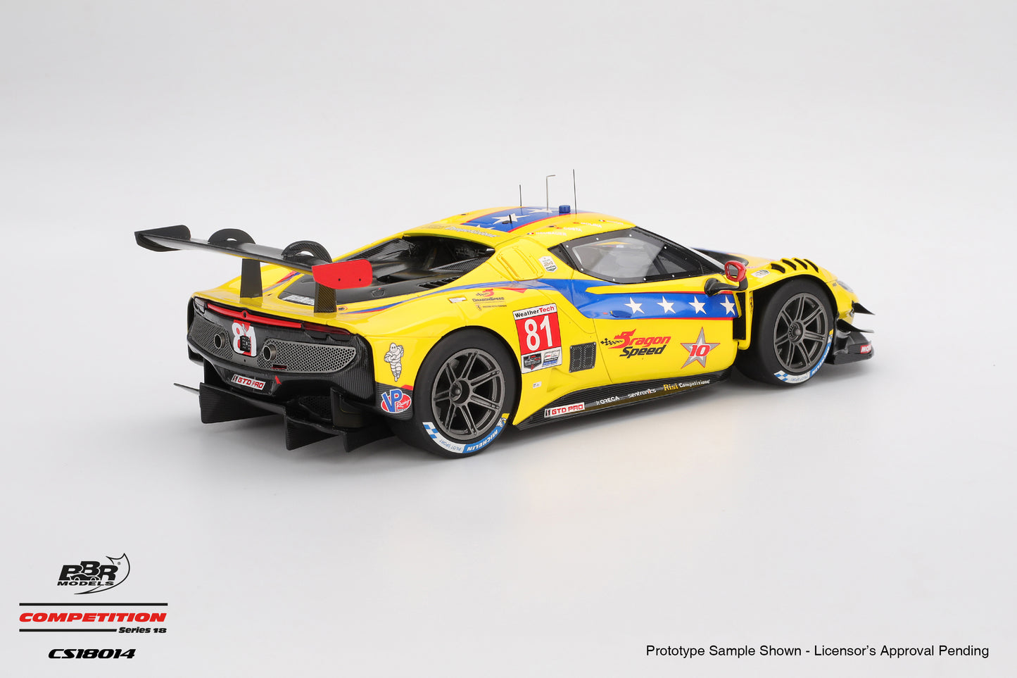 BBR Ferrari 296 GT3 #81 DragonSpeed 2025 IMSA Daytona 24 Hrs Yellow 1:18