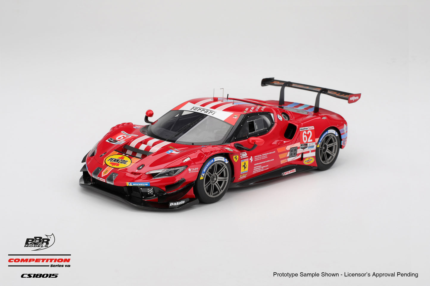 BBR Ferrari 296 GT3 Risi Competizione #62 Winner 2024 IMSA Daytona 24 Hrs Red 1:18